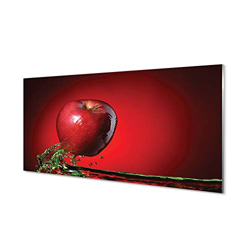 Tulup Glasbild - 100x50cm Wandbild Obst Dekoratives für Wohnzimmer Schlafzimmer - Apfel im Wasser von Tulup