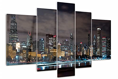 Tulup Glasbild 170x100cm Gehärtetem Sicherheitsglas Wandkunst Wandbild 5 Teile Küche & Wohnzimmer Akrylglas - Chicago in der Nacht Tulup Glasbild 170x100cm Gehärtetem Sicherheitsglas Wandkunst Wandbild 5 Teile Küche & Wohnzimmer Akrylglas - Chicago in der Nacht von Tulup