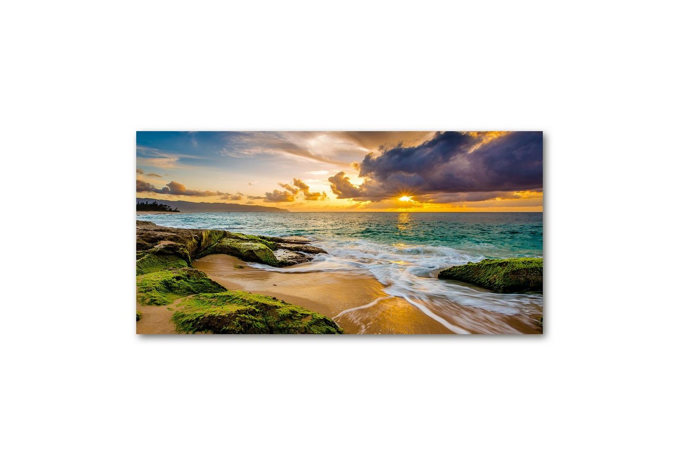 Tulup Glasbild Glasbilder Wanddekoration Bilder Fotobilder Bild XXL 120 cm x 60 cm, Meer bei Sonnenuntergang, Bild auf gehärtetem Glas von Tulup