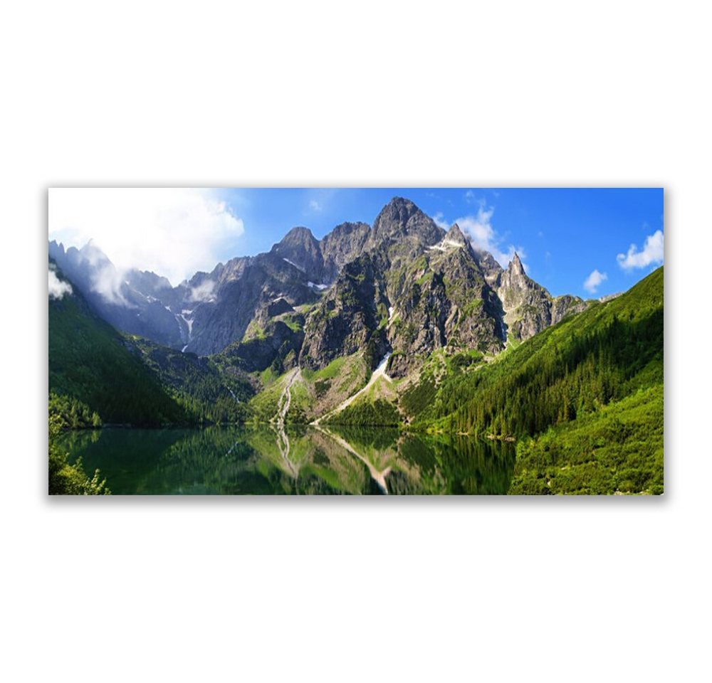 Tulup Glasbild Glasbilder Wanddekoration Bilder Fotobilder Bild XXL 140 cm x 70 cm, Tatra-Gebirge Morskie Oko Wald, Malerei auf gehärtetem Glas von Tulup