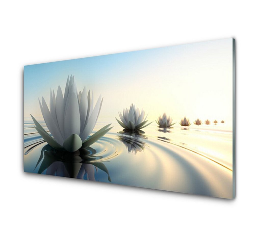 Tulup Glasbild Glasbilder Wanddekoration Bilder Fotobilder Dekoration 100 cm x 50 cm, Seerosen Teichblumen, Malerei auf gehärtetem Glas von Tulup