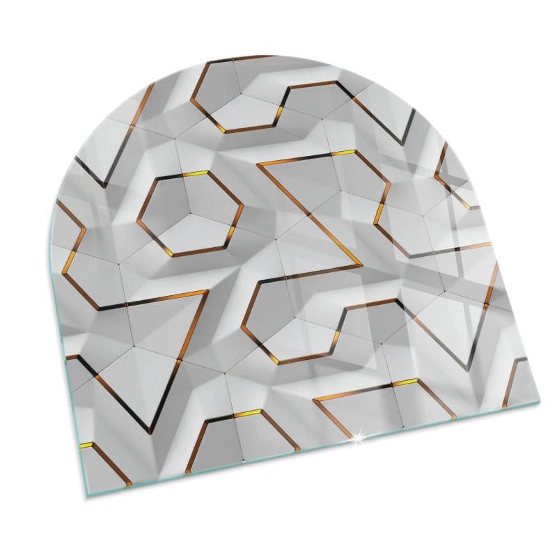 Tulup Glasplatte für Kamin 3D-Geometrisches Muster Glasplatte unter Kaminöfen Halbkreis 100x100 cm Weiß Glasplatte für Kamin Glas unter Kamin Tulup Glasplatte für Kamin 3D-Geometrisches Muster Glasplatte unter Kaminöfen Halbkreis 100x100 cm Weiß Glasplatte für Kamin Glas unter Kamin von Tulup