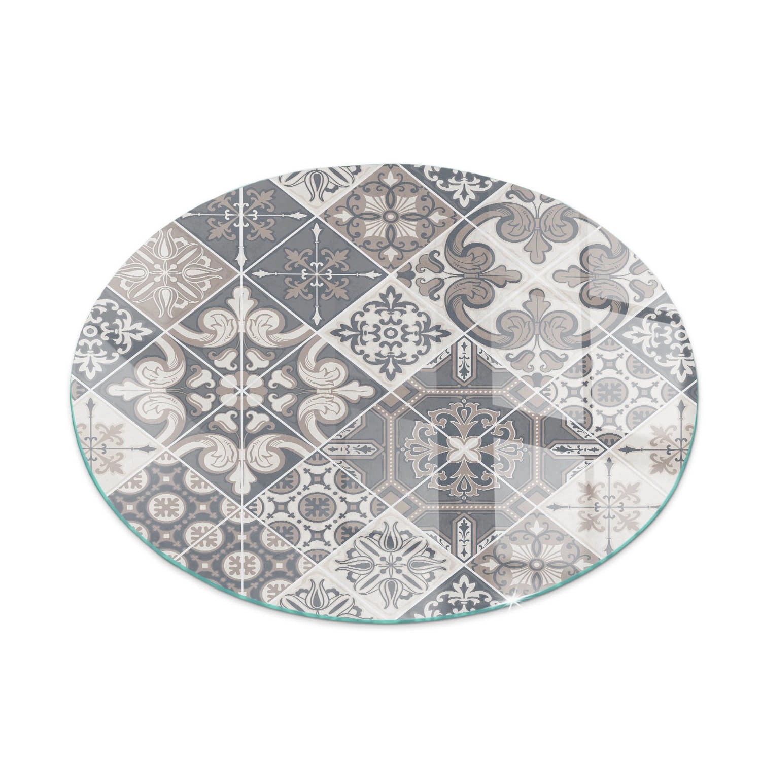 Tulup Glasplatte für Kamin Dekoratives Mosaikmuster Kamin Glasplatte Runden 60x60 cm Grau Glasplatte für Kamin Glasplatte für Kaminöfen Tulup Glasplatte für Kamin Dekoratives Mosaikmuster Kamin Glasplatte Runden 60x60 cm Grau Glasplatte für Kamin Glasplatte für Kaminöfen von Tulup