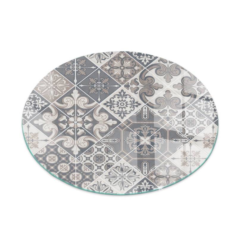 Tulup Glasplatte für Kamin Dekoratives Mosaikmuster Kamin Glasplatte Runden 60x60 cm Grau Glasplatte für Kamin Glasplatte für Kaminöfen Tulup Glasplatte für Kamin Dekoratives Mosaikmuster Kamin Glasplatte Runden 60x60 cm Grau Glasplatte für Kamin Glasplatte für Kaminöfen von Tulup