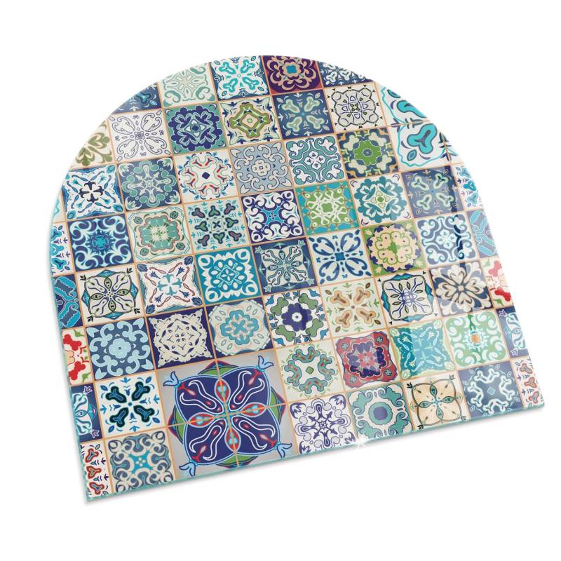 Tulup Glasplatte für Kamin Mosaikmuster auf Fliesen Glas unter Kamin Halbkreis 100x100 cm Blau Glasplatte für Kamin Glasplatte unter Kamin Tulup Glasplatte für Kamin Mosaikmuster auf Fliesen Glas unter Kamin Halbkreis 100x100 cm Blau Glasplatte für Kamin Glasplatte unter Kamin von Tulup