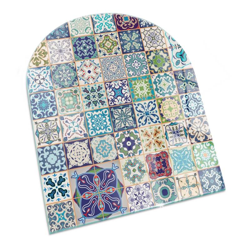 Tulup Glasplatte für Kamin Mosaikmuster auf Fliesen Glas unter Kamin Halbkreis 80x70 cm Blau Glasplatte für Kamin Glasplatte unter Kamin Tulup Glasplatte für Kamin Mosaikmuster auf Fliesen Glas unter Kamin Halbkreis 80x70 cm Blau Glasplatte für Kamin Glasplatte unter Kamin von Tulup