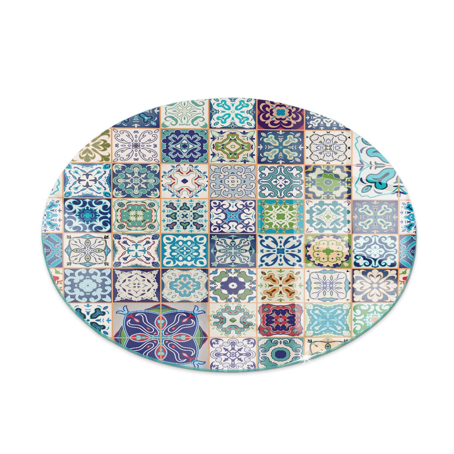 Tulup Glasplatte für Kamin Mosaikmuster auf Fliesen Glas unter Kamin Runden 70x70 cm Blau Glasplatte für Kamin Glasplatte unter Kamin Tulup Glasplatte für Kamin Mosaikmuster auf Fliesen Glas unter Kamin Runden 70x70 cm Blau Glasplatte für Kamin Glasplatte unter Kamin von Tulup
