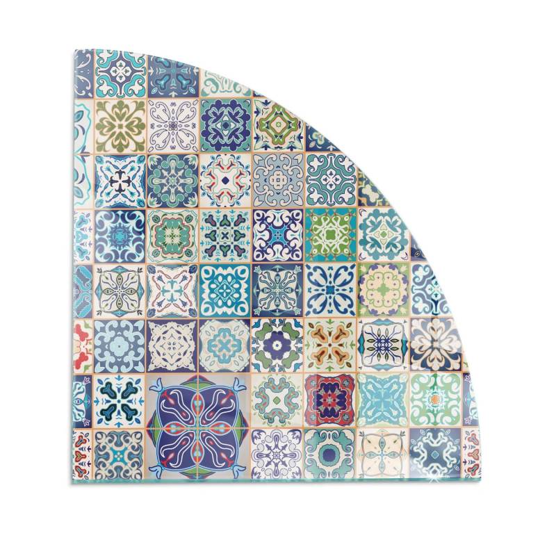 Tulup Glasplatte für Kamin Mosaikmuster auf Fliesen Kamin Glasplatte Quartal 100x100 cm Blau Glasplatte für Kamin Glasplatte für Kaminöfen von Tulup