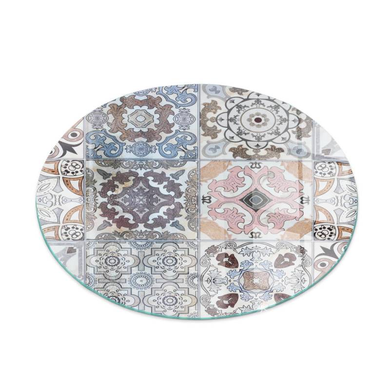 Tulup Glasplatte für Kamin Mosaikmuster in Fliesen Glasplatte unter Kamin Runden 60x60 cm Grau Glasplatte für Kamin Funkenschutzplatte aus Glas Tulup Glasplatte für Kamin Mosaikmuster in Fliesen Glasplatte unter Kamin Runden 60x60 cm Grau Glasplatte für Kamin Funkenschutzplatte aus Glas von Tulup