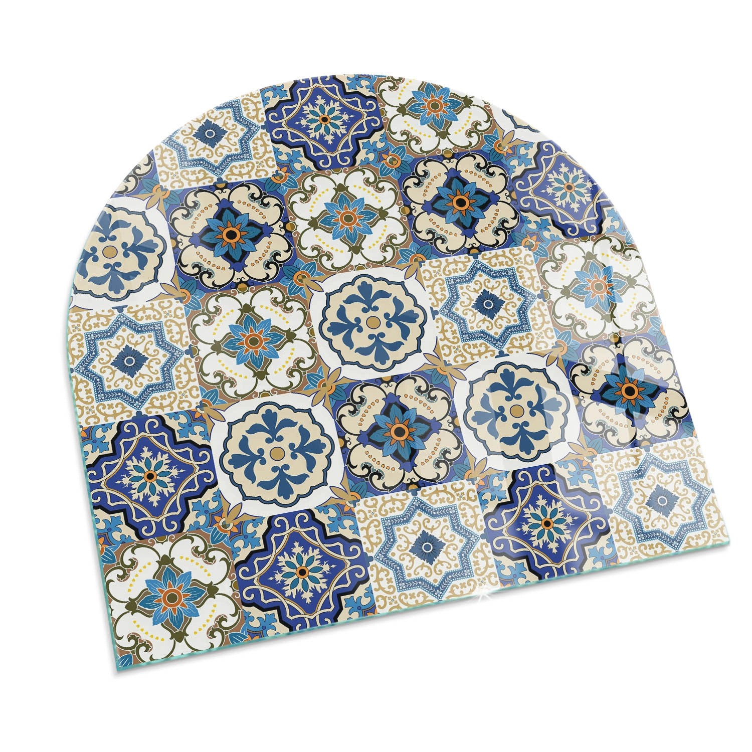 Tulup Glasplatte für Kamin Mosaikmuster mit Blumen Kamin Glasplatte Halbkreis 100x100 cm Blau Glasplatte für Kamin Glasplatte für Kaminöfen Tulup Glasplatte für Kamin Mosaikmuster mit Blumen Kamin Glasplatte Halbkreis 100x100 cm Blau Glasplatte für Kamin Glasplatte für Kaminöfen von Tulup