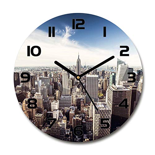 Tulup Glasuhr ⌀ 30cm - Schwarze Zeigern - Wanduhr Wandkunst Bild Gehärtetem Glas Uhr Echtglas Küche Wohnzimmer - New York Tulup Glasuhr ⌀ 30cm - Schwarze Zeigern - Wanduhr Wandkunst Bild Gehärtetem Glas Uhr Echtglas Küche Wohnzimmer - New York von Tulup