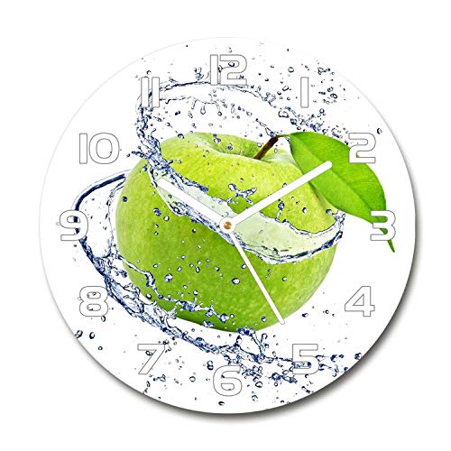 Tulup Glasuhr ⌀ 30cm - weißen Zeigern - Wanduhr Wandkunst Bild Gehärtetem Glas Uhr Echtglas Küche Wohnzimmer - Grüner Apfel Tulup Glasuhr ⌀ 30cm - weißen Zeigern - Wanduhr Wandkunst Bild Gehärtetem Glas Uhr Echtglas Küche Wohnzimmer - Grüner Apfel von Tulup