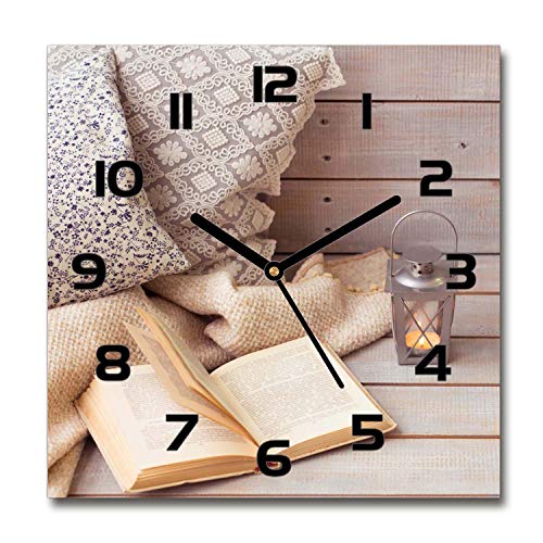 Tulup Glasuhr - 30x30cm - Schwarze Zeigern - Wanduhr Wandkunst Bild Gehärtetem Glas Uhr Echtglas Küche Wohnzimmer - Entspannen Sie Sich im Buch von Tulup