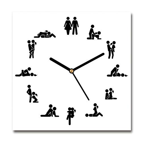 Tulup Glasuhr - 30x30cm - Schwarze Zeigern - Wanduhr Wandkunst Bild Gehärtetem Glas Uhr Echtglas Küche Wohnzimmer - Kamasutra von Tulup