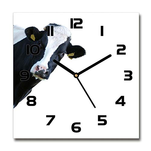 Tulup Glasuhr - 30x30cm - Schwarze Zeigern - Wanduhr Wandkunst Bild Gehärtetem Glas Uhr Echtglas Küche Wohnzimmer - Kuh Tulup Glasuhr - 30x30cm - Schwarze Zeigern - Wanduhr Wandkunst Bild Gehärtetem Glas Uhr Echtglas Küche Wohnzimmer - Kuh von Tulup