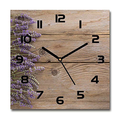 Tulup Glasuhr - 30x30cm - Schwarze Zeigern - Wanduhr Wandkunst Bild Gehärtetem Glas Uhr Echtglas Küche Wohnzimmer - Lavendel auf dem Holz Tulup Glasuhr - 30x30cm - Schwarze Zeigern - Wanduhr Wandkunst Bild Gehärtetem Glas Uhr Echtglas Küche Wohnzimmer - Lavendel auf dem Holz von Tulup