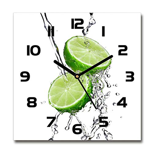 Tulup Glasuhr - 30x30cm - Schwarze Zeigern - Wanduhr Wandkunst Bild Gehärtetem Glas Uhr Echtglas Küche Wohnzimmer - Limetten und Wasser Tulup Glasuhr - 30x30cm - Schwarze Zeigern - Wanduhr Wandkunst Bild Gehärtetem Glas Uhr Echtglas Küche Wohnzimmer - Limetten und Wasser von Tulup