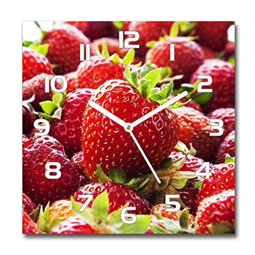 Tulup Glasuhr - 30x30cm - weißen Zeigern - Wanduhr Wandkunst Bild Gehärtetem Glas Uhr Echtglas Küche Wohnzimmer - Erdbeeren Tulup Glasuhr - 30x30cm - weißen Zeigern - Wanduhr Wandkunst Bild Gehärtetem Glas Uhr Echtglas Küche Wohnzimmer - Erdbeeren von Tulup