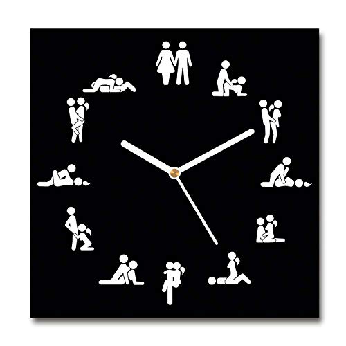 Tulup Glasuhr - 30x30cm - weißen Zeigern - Wanduhr Wandkunst Bild Gehärtetem Glas Uhr Echtglas Küche Wohnzimmer - Kamasutra von Tulup