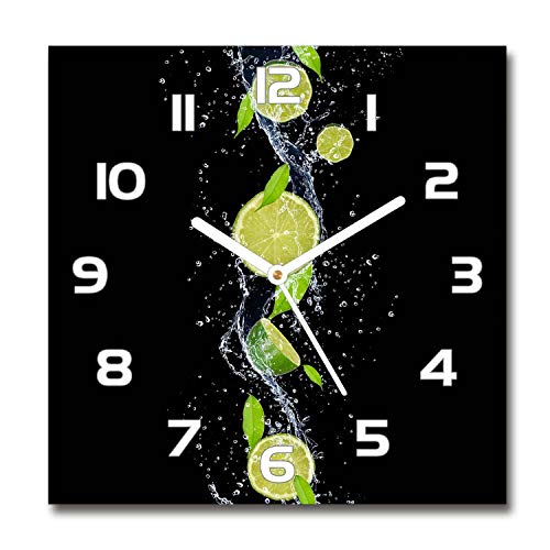 Tulup Glasuhr - 30x30cm - weißen Zeigern - Wanduhr Wandkunst Bild Gehärtetem Glas Uhr Echtglas Küche Wohnzimmer - Limetten und Wasser Tulup Glasuhr - 30x30cm - weißen Zeigern - Wanduhr Wandkunst Bild Gehärtetem Glas Uhr Echtglas Küche Wohnzimmer - Limetten und Wasser von Tulup