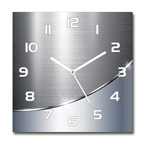 Tulup Glasuhr - 30x30cm - weißen Zeigern - Wanduhr Wandkunst Bild Gehärtetem Glas Uhr Echtglas Küche Wohnzimmer - Metall Abstraktion von Tulup