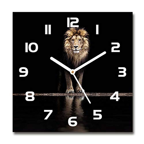 Tulup Glasuhr - 30x30cm - weißen Zeigern - Wanduhr Wandkunst Bild Gehärtetem Glas Uhr Echtglas Küche Wohnzimmer - Porträt eines Löwen Tulup Glasuhr - 30x30cm - weißen Zeigern - Wanduhr Wandkunst Bild Gehärtetem Glas Uhr Echtglas Küche Wohnzimmer - Porträt eines Löwen von Tulup