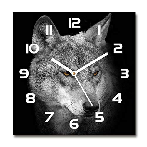 Tulup Glasuhr - 30x30cm - weißen Zeigern - Wanduhr Wandkunst Bild Gehärtetem Glas Uhr Echtglas Küche Wohnzimmer - Wolf Tulup Glasuhr - 30x30cm - weißen Zeigern - Wanduhr Wandkunst Bild Gehärtetem Glas Uhr Echtglas Küche Wohnzimmer - Wolf von Tulup