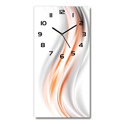 Tulup Glasuhr 30x60 cm - Schwarze Zeigern - Wanduhr Wandkunst Bild Gehärtetem Glas Uhr Echtglas Küche Wohnzimmer - Wellenabstraktion von Tulup