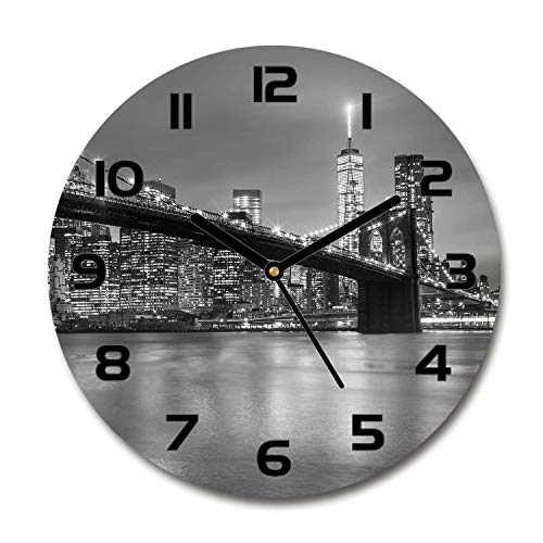 Tulup Glasuhr ⌀ 60cm - Schwarze Zeigern - Wanduhr Wandkunst Bild Gehärtetem Glas Uhr Echtglas Küche Wohnzimmer - New York bei Nacht Tulup Glasuhr ⌀ 60cm - Schwarze Zeigern - Wanduhr Wandkunst Bild Gehärtetem Glas Uhr Echtglas Küche Wohnzimmer - New York bei Nacht von Tulup