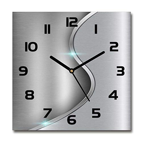 Tulup Glasuhr - 60x60cm - Schwarze Zeigern - Wanduhr Wandkunst Bild Gehärtetem Glas Uhr Echtglas Küche Wohnzimmer - Metall Abstraktion von Tulup