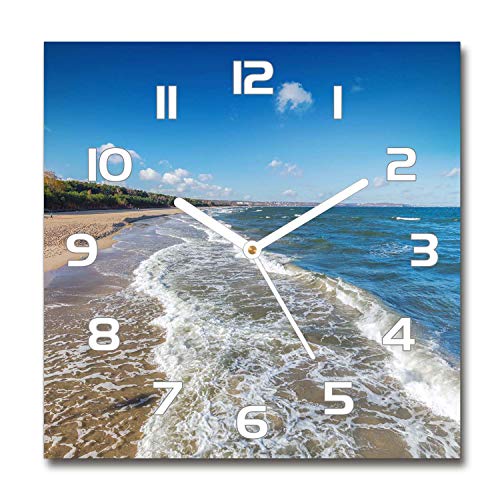 Tulup Glasuhr - 60x60cm - weißen Zeigern - Wanduhr Wandkunst Bild Gehärtetem Glas Uhr Echtglas Küche Wohnzimmer - Ostsee von Tulup