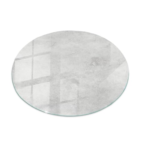 Tulup Große Glastischplatte ⌀ 90 cm Geschliffene Kanten Gehärtetes Glas Modernes Design Tafelglas für Küche und Esszimmer Auswechselbare Platte Dekoration - Motiv Betonstruktur von Tulup