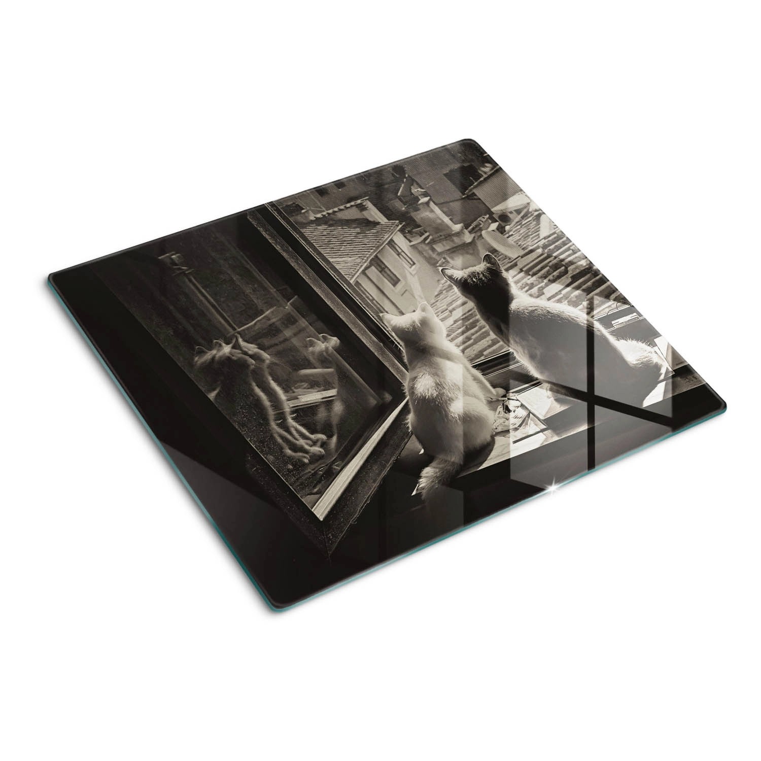 Tulup Herdabdeckplatte 60x52 cm Schneidebrett aus Glas Küchenutensilien Spritzschutz Abdeckung Katzen im Fenster Tulup Herdabdeckplatte 60x52 cm Schneidebrett aus Glas Küchenutensilien Spritzschutz Abdeckung Katzen im Fenster von Tulup