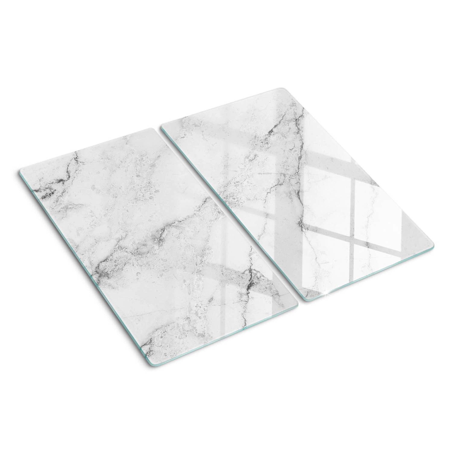Tulup Herdabdeckplatte SET aus 2 Stück 30x52 cm Schneidebrett aus Glas Schutzplatte Spritzschutz Abdeckung Marmor von Tulup