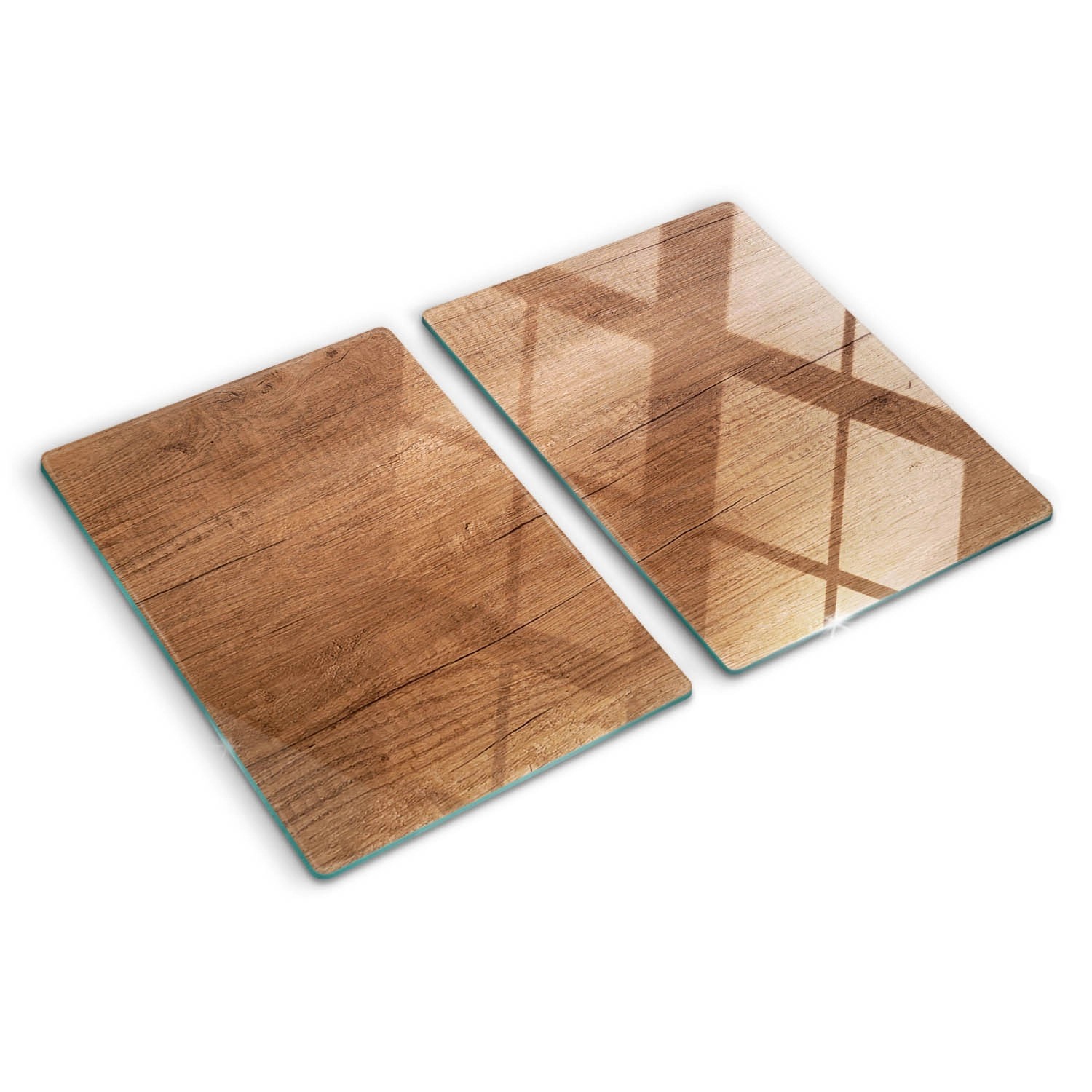 Tulup Herdabdeckplatte SET aus 2 Stück 40x52 cm Glas-Servierbrett Küchenutensilien Schutzplatte Spritzschutz Holz von Tulup