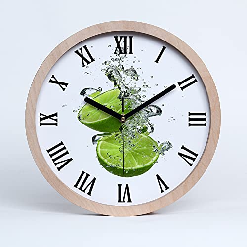 Tulup Holzuhr ⌀ 20cm Modern Runde Dekoration Uhr Holz Wanduhr Stille Uhren Schwarze Uhrzeiger - Kalk unter Wasser von Tulup