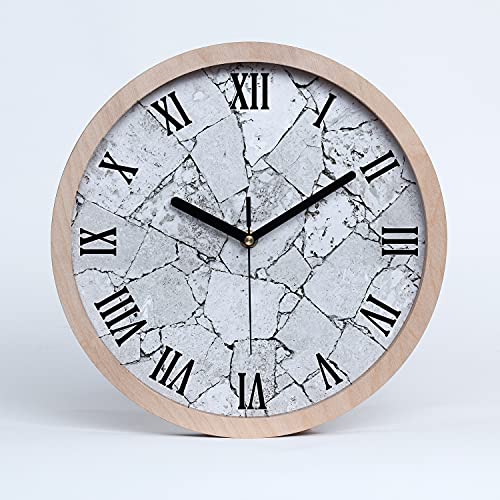 Tulup Holzuhr ⌀ 20cm Modern Runde Dekoration Uhr Holz Wanduhr Stille Uhren Schwarze Uhrzeiger - Steinwand von Tulup