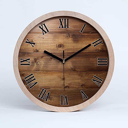 Tulup Holzuhr ⌀ 20cm Wanduhr Uhr Holz Dekoration Modern Runde Stille Uhren Schwarze Uhrzeiger - Holzuntergrund von Tulup