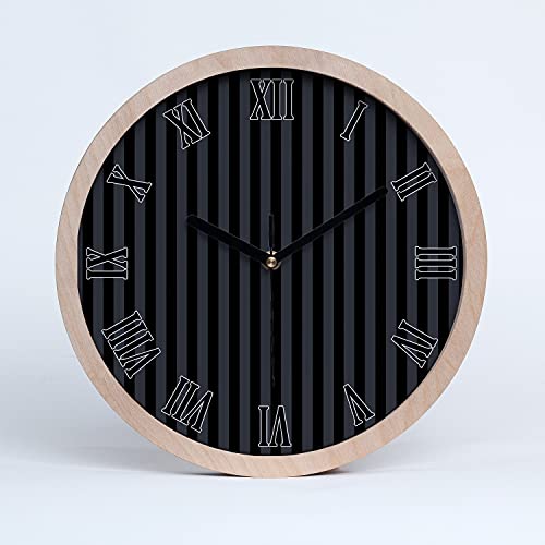 Tulup Holzuhr ⌀ 20cm Wanduhr Uhr Holz Dekoration Modern Runde Stille Uhren Schwarze Uhrzeiger - Schwarze und graue Streifen Tulup Holzuhr ⌀ 20cm Wanduhr Uhr Holz Dekoration Modern Runde Stille Uhren Schwarze Uhrzeiger - Schwarze und graue Streifen von Tulup
