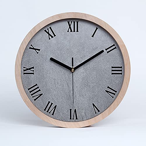 Tulup Holzuhr ⌀ 20cm Wanduhr Uhr Holz Dekoration Modern Runde Stille Uhren Schwarze Uhrzeiger - graue Wand von Tulup