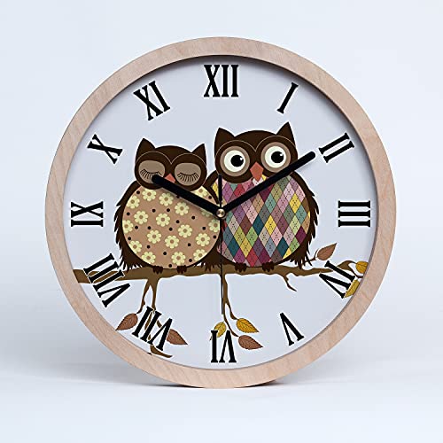 Tulup Holzuhr ⌀ 25cm Wanduhr Uhr Holz Dekoration Modern Runde Stille Uhren Schwarze Uhrzeiger - Zwei Eulen auf einem AST Tulup Holzuhr ⌀ 25cm Wanduhr Uhr Holz Dekoration Modern Runde Stille Uhren Schwarze Uhrzeiger - Zwei Eulen auf einem AST von Tulup