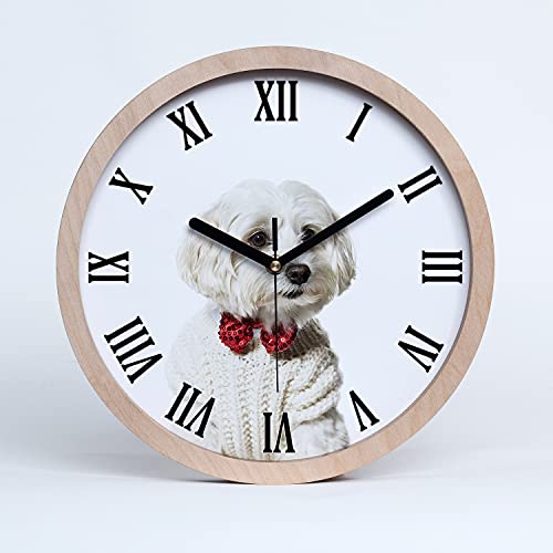 Tulup Holzuhr ⌀ 30cm Modern Runde Dekoration Uhr Holz Wanduhr Stille Uhren Schwarze Uhrzeiger - Malteser mit vorgehaltener Waffe Tulup Holzuhr ⌀ 30cm Modern Runde Dekoration Uhr Holz Wanduhr Stille Uhren Schwarze Uhrzeiger - Malteser mit vorgehaltener Waffe von Tulup