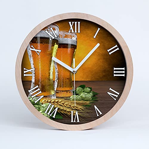 Tulup Holzuhr ⌀ 30cm Modern Runde Dekoration Uhr Holz Wanduhr Stille Uhren Weiße Uhrzeiger - Zwei Gläser Bier Tulup Holzuhr ⌀ 30cm Modern Runde Dekoration Uhr Holz Wanduhr Stille Uhren Weiße Uhrzeiger - Zwei Gläser Bier von Tulup