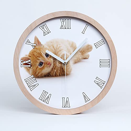 Tulup Holzuhr Uhr Holz ⌀ 25cm Dekoration Wanduhr Modern Runde Stille Uhren Weiße Uhrzeiger - rote Katze Tulup Holzuhr Uhr Holz ⌀ 25cm Dekoration Wanduhr Modern Runde Stille Uhren Weiße Uhrzeiger - rote Katze von Tulup