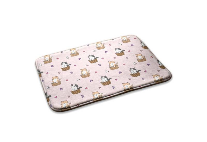 Tulup Kinderteppich Kätzchen in Körben, Beige und Braun Teppich für ein Kinderzimmer, Höhe: 45 mm, Kätzchen Sitzen In Körben Mit Herzen von Tulup