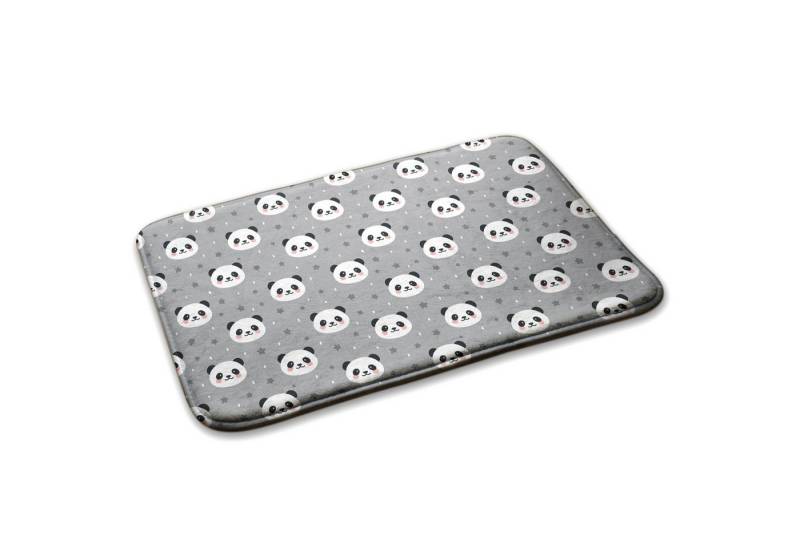 Tulup Kinderteppich Pandas und Sterne, Grau und Weiß Teppich für ein Babyzimmer, Höhe: 45 mm, Weiße, Süße Pandas Auf Grauem Hintergrund von Tulup