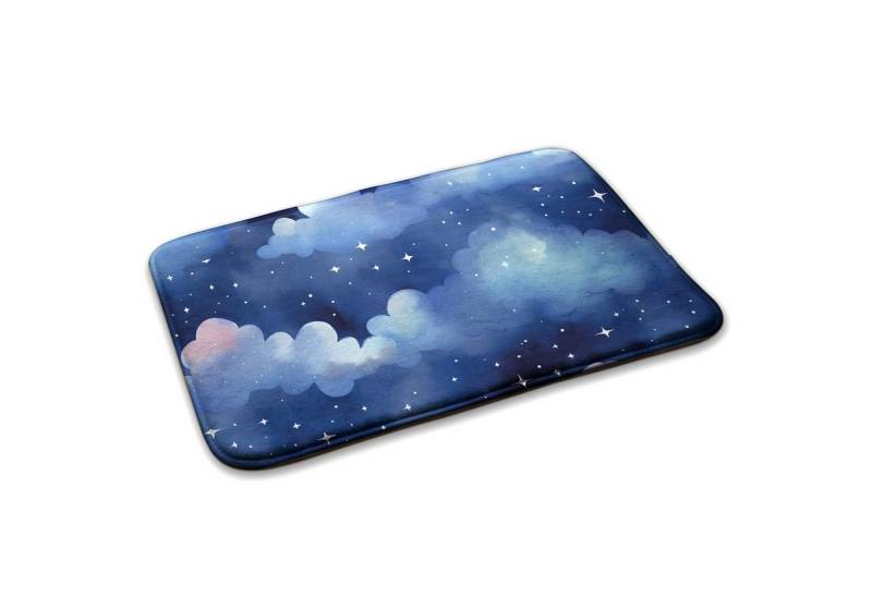 Tulup Kinderteppich Wolken und Sterne, Blau und Weiß Teppich für ein Babyzimmer, Höhe: 45 mm, Weißer Nachthimmel Mit Wolken Und Sternen von Tulup