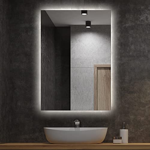 Tulup LED-Spiegel 70x50 cm Wandspiegel Groß mit Beleuchtung Neutrales Licht Dekoration Glass Badezimmerspiegel von Tulup