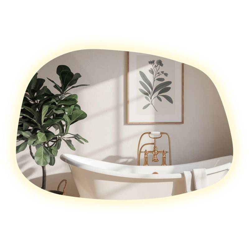 Tulup LED Spiegel Organischer LED Spiegel 49x34 cm Moderner LED Wandspiegel Großformatiger Organischer LED Spiegel Neutralweiß 4000K von Tulup