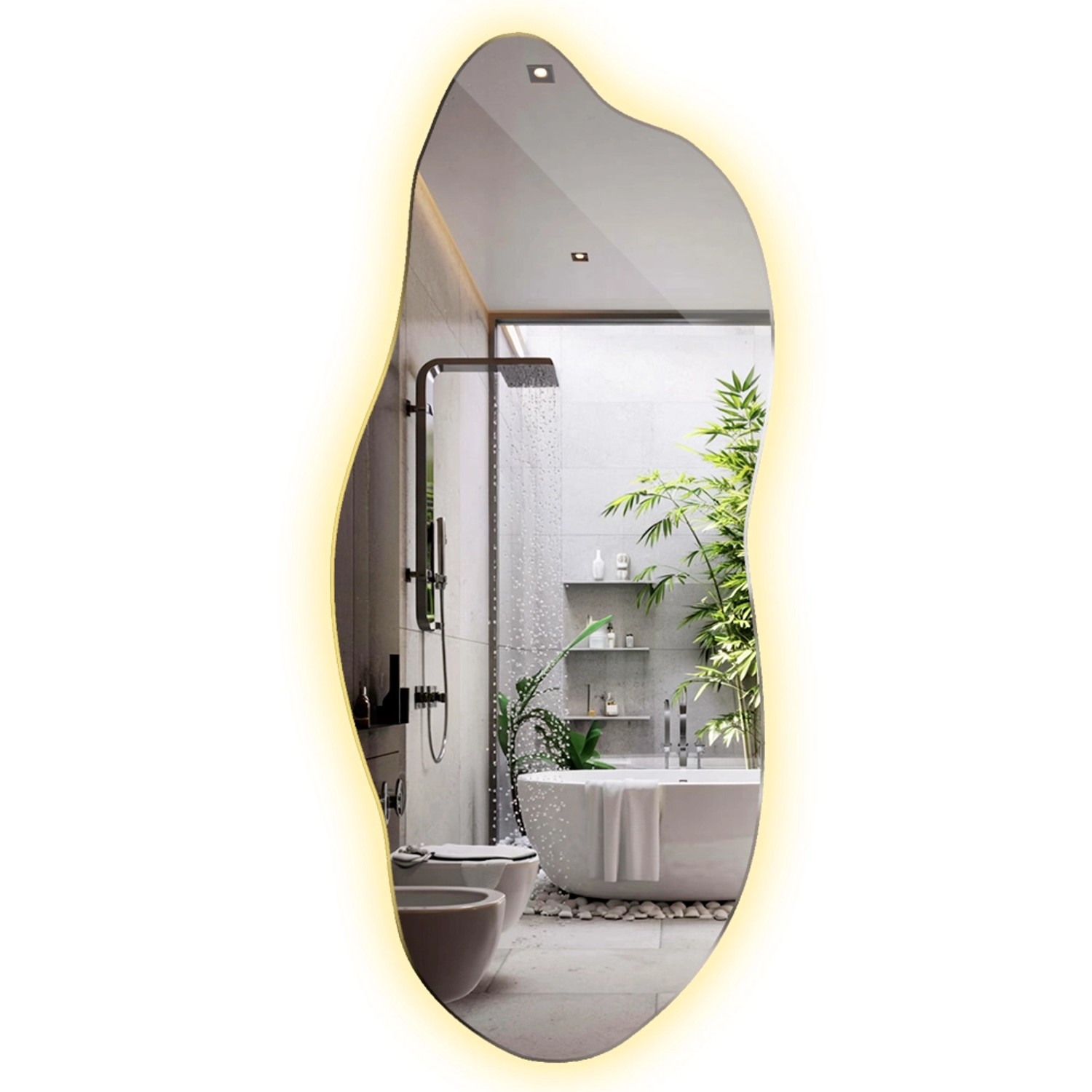 Tulup LED Spiegel Spiegel Unförmig Mit Beleuchtung 40x90 cm Asymmetrischer Spiegel Beleuchtet Warmweiß 3000K Tulup LED Spiegel Spiegel Unförmig Mit Beleuchtung 40x90 cm Asymmetrischer Spiegel Beleuchtet Warmweiß 3000K von Tulup